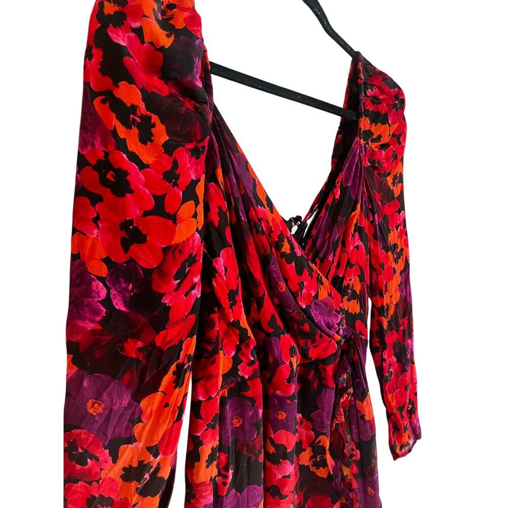 Saylor Alouette Floral Mini Dress Long Puff Sleeve Size Small Poppy - Picture 2 of 8